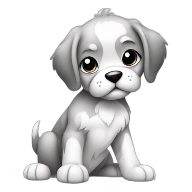 Vector isolated cute cartoon sitting puppy dog ​​with its paw up colorless black and white contour line easy drawing sticker