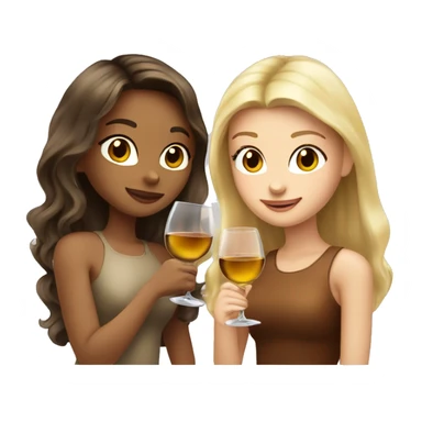 A blonde beautiful girl and a  super cute beautiful girl with brown hair drink wine together sticker