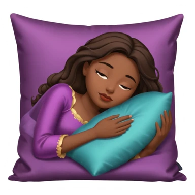 sleeping beauty brunette black girl with a silk pillow sticker