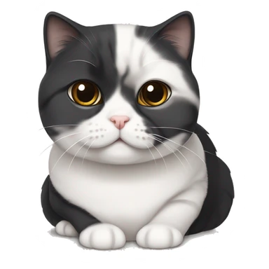 chubby black-and-white Scottish fold cat ￼ sticker