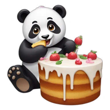 Panda eating a cake sticker