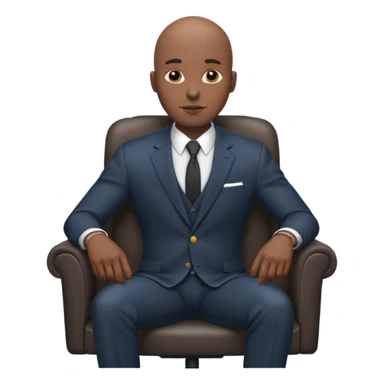 Black man, bald, in a suit, sitting on a chair  sticker