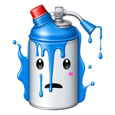 Blue spray paint can for graffiti with paint dripping sticker