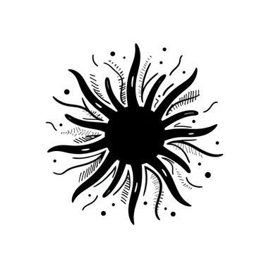 Interwoven lines forming a starburst with texture patterns – symbol of creative expression across mediums sticker