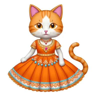 Cat wearing lehnga sticker