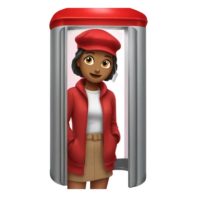 red beret girls in phone booth sticker