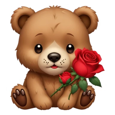 Cute bear with sad puppy dog crying eyes holding roses with this  sticker