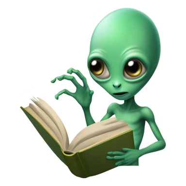 Create an alien reading a book sticker