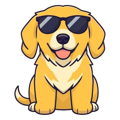Golden retriever with sunglasses sticker