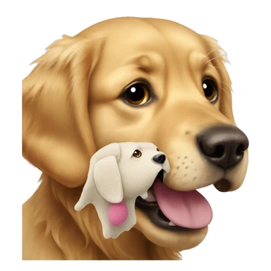 Golden retriever with stuffed dog in mouth sticker