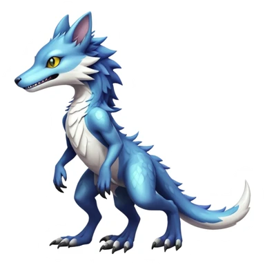 Exotic shiny rare epic cute Sergal-creature, full body, with random markings sticker