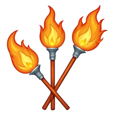 a three pronged pitchfork and a torch crossing each other to make an x sticker
