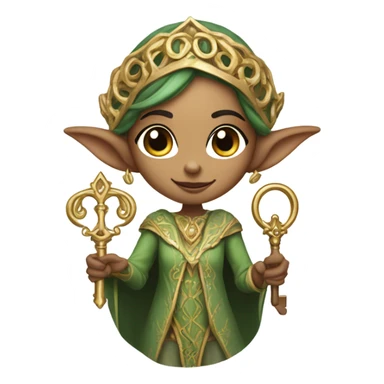 an elf woman login holding a big key sticker