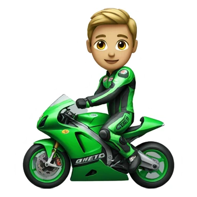 green motorcycle racer  sticker