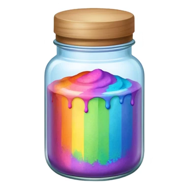 A jar with rainbow powder in it sticker