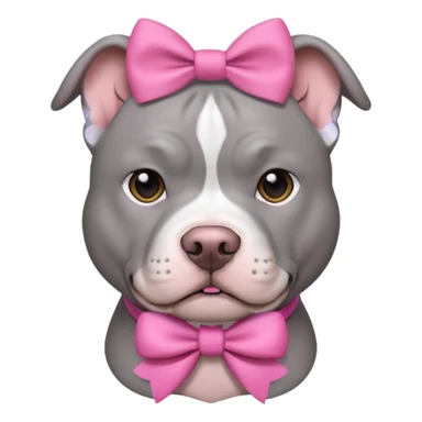 gray pitbull with pink bow sticker