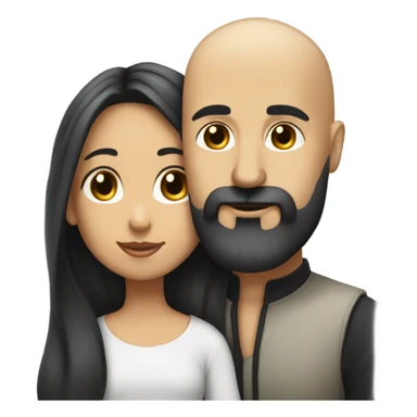 Bald man with black beard and girl long black hair kiss sticker