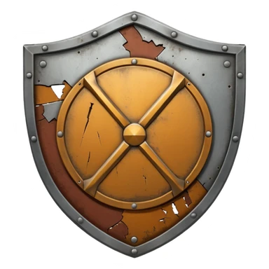 a steel shield with engraved roman numerals for zero—looks battle worn sticker