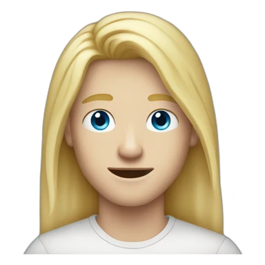 blue-eyed teen-ager man with long blond hair and pimple sticker