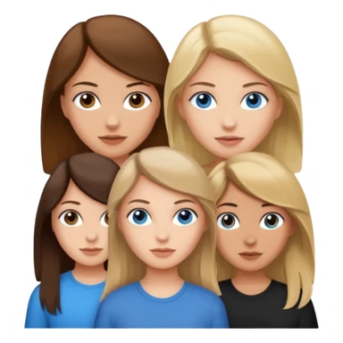 three friends: one girl who is white, has brown hair and brown eyes; one girl who is dirty blonde with blue eyes; one girl who is tan with dark brown hair and dark brown eyes sticker