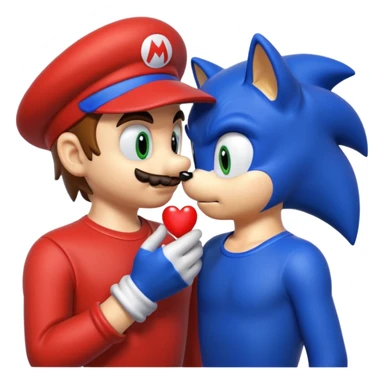 Sonic and mario kiss sticker