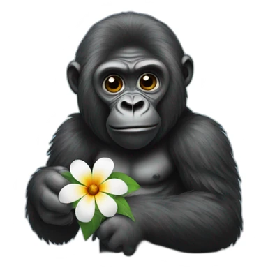 Gorilla giving a flower sticker