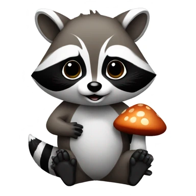 Raccoon holding a mushroom in his hand sticker