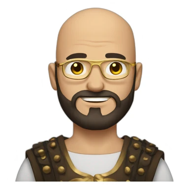 dark-haired man with bald viking beard and gold glasses sticker