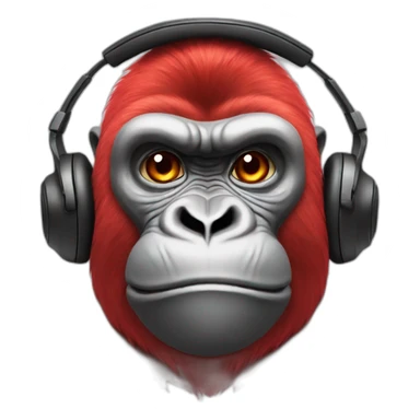 red gorilla lightning face paint, with headphones sticker