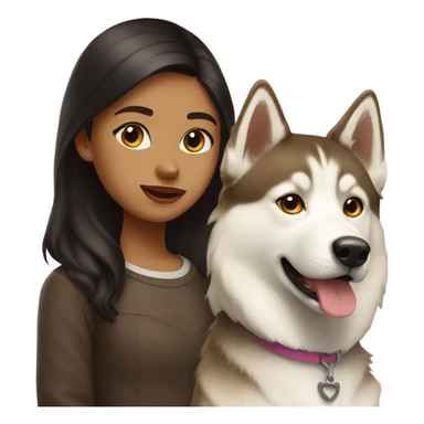 A girl Dark brown  hair next to a light dorée  Husky sticker
