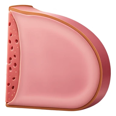 slice of pink bologna with smooth edge, isolated sticker