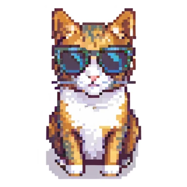 A cat wearing sunglasses, isometric view sticker