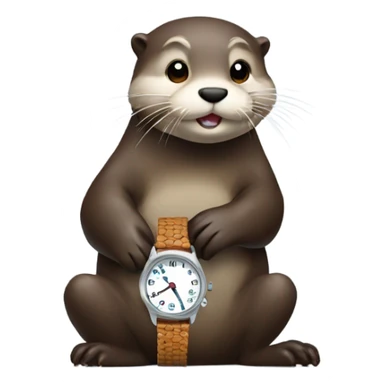 Otter looking at his watch sticker