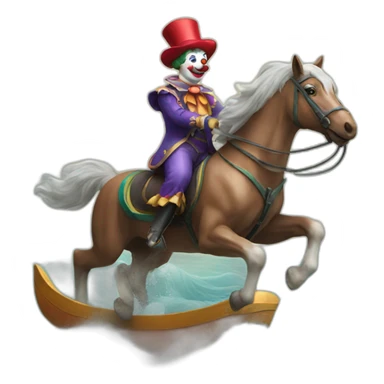 clown ridinh a horse over the sea sticker