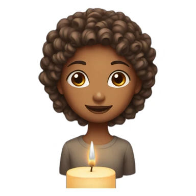 candle with curly girl sticker