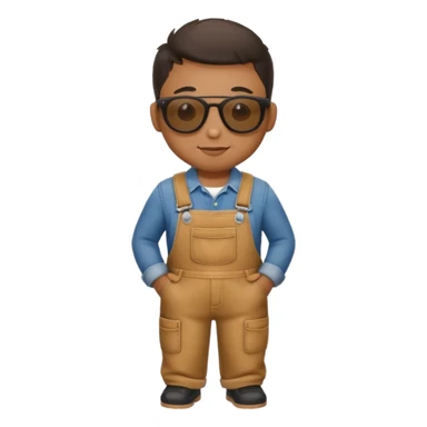 mole wearing overalls, wearing sunglasses, apple emoji style sticker