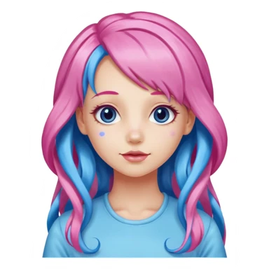 candy girl with very long blue-pink mixed candy hair with ribbon and no tattooes sticker