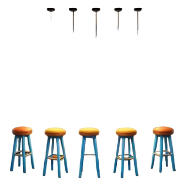 A 3D cartoon bar interior with a counter, glowing shelves of colorful bottles, tall stools, and hanging lights, warm ambient lighting, realistic reflections, Memoji-style. Photo Frame. Negative : Transparent. sticker