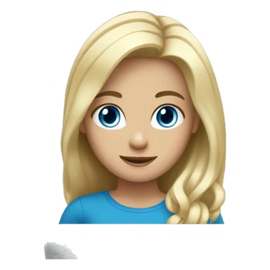 Blond hair blue eyes girl with laptop  sticker