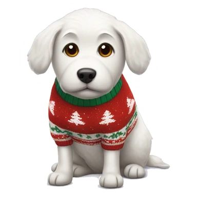 white dog with christmas sweater sticker