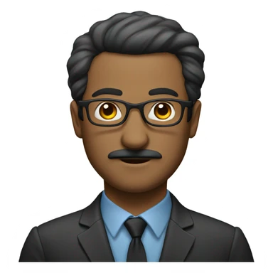 Man with mustache and receding hairline with hair on the sides wearing glasses sticker