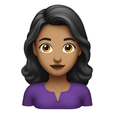 Mujer joven de tes clara de ojos oscuros y cabello sueto negro hasta el busto usa una blusa morada y esta señalando con sus dos brazos hacia arriba sticker