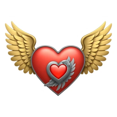 grisgray heart with wings  sticker