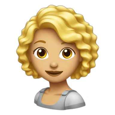 chica de pelo ondulado rubia en la computadora sticker