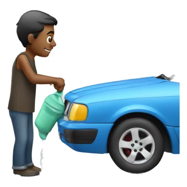 man washing a car sticker