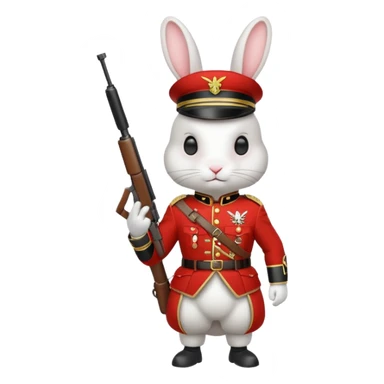 white rabbit with soldier costume sticker