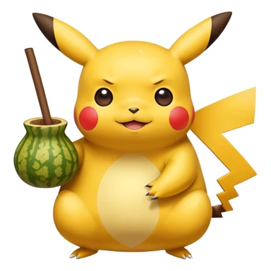 Cute pikachu with a gourd Yerba mate from Argentina in hand   sticker