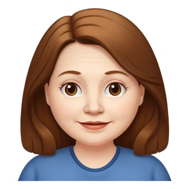 50 yr old white woman pale long brown hair small smile chubby sticker