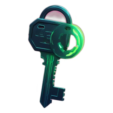 Keys in a cyberpunk environment with neon lighting. sticker