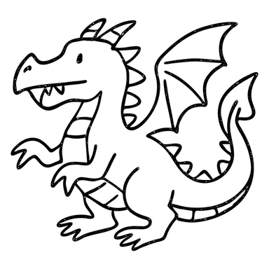 red dragon hand drawn outlined icon sticker
